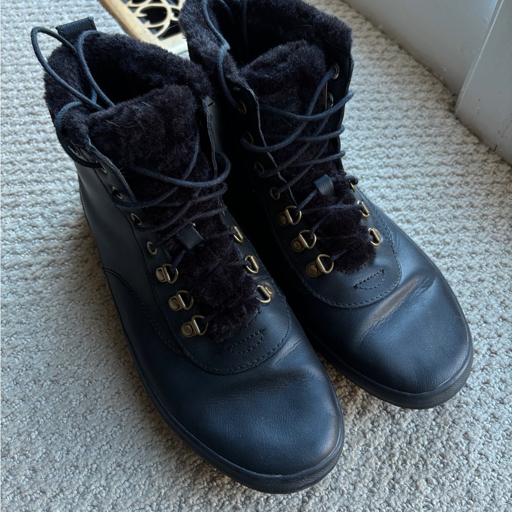 Keds Black Winter Boots with Faux Fur Lining